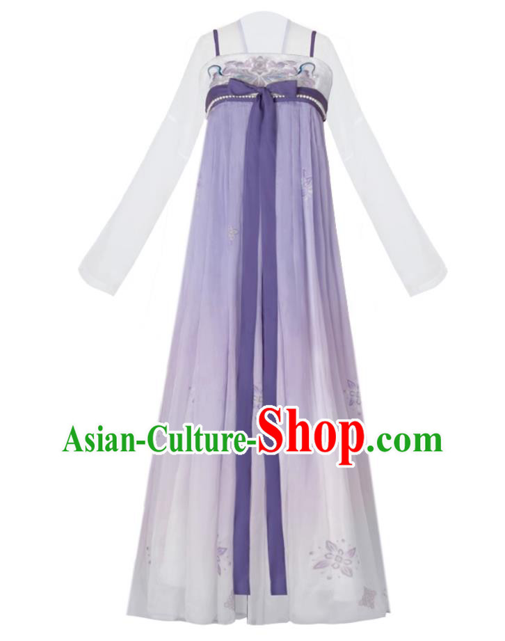 Tang Dynasty Hanfu Women Purple Ruqun Traditional Chinese Costumes Ancient Princess Clothing