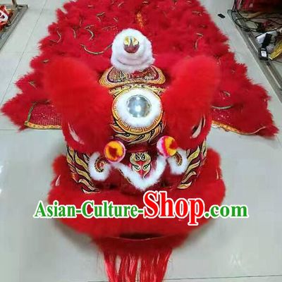 Traditional Festival Happy Props Red Wool Fut San Lion Dance Equipment Handmade Chinese Lion Dance Costume