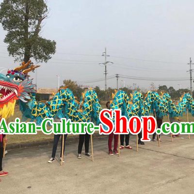 Handmade Blue Dragon Dance Costume Chinese Dragon Dance Equipment Traditional Festival Loong Performance Prop