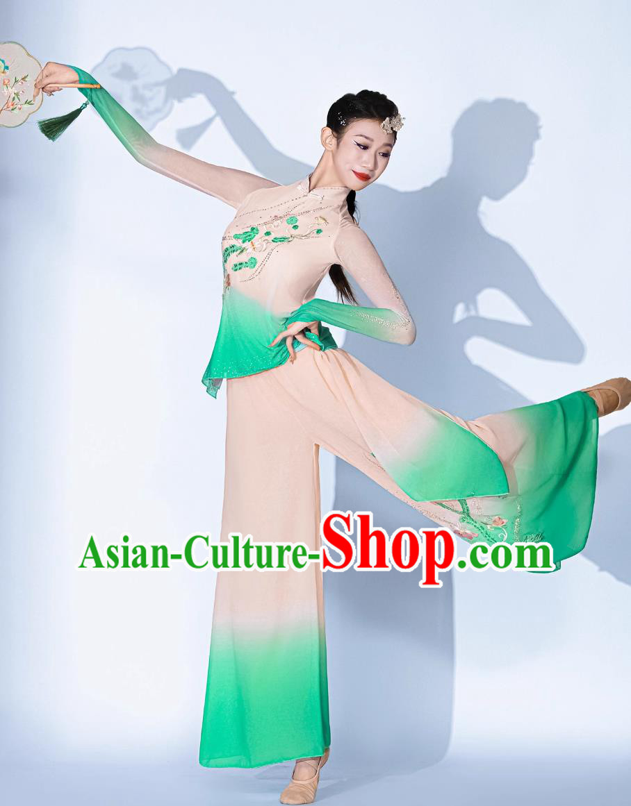 Jiaozhou Yangko Dance Costume Classical Dance Fan Dance Clothing Tea Picking Maiden Set Jiaozhou Yangko Dance Costume Classical Dance Fan Dance Clothing Tea Picking Maiden Set