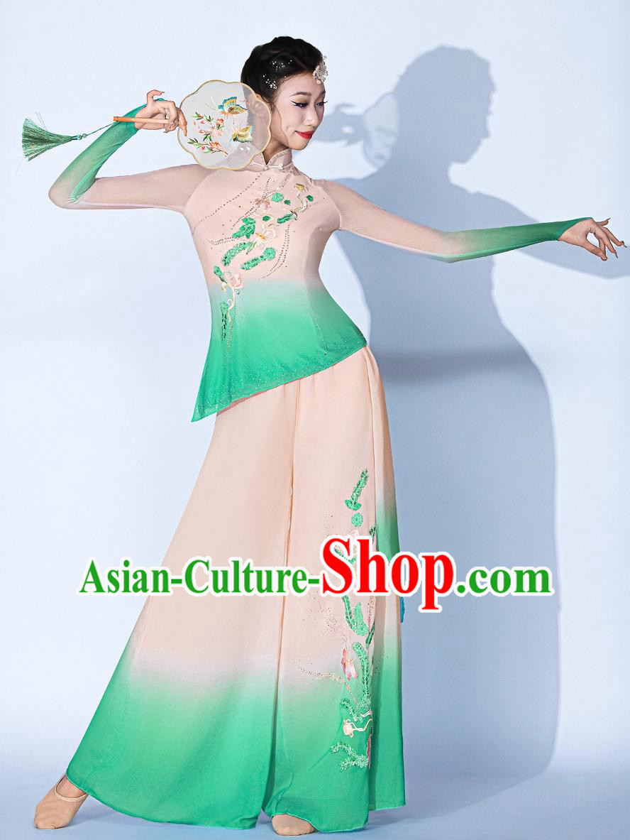 Jiaozhou Yangko Dance Costume Classical Dance Fan Dance Clothing Tea Picking Maiden Set Jiaozhou Yangko Dance Costume Classical Dance Fan Dance Clothing Tea Picking Maiden Set