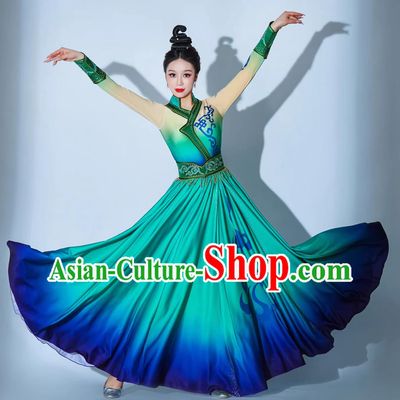 Xinjiang Dance Performance Costume Chinese Ethnic Clothing Womens Tibetan Dance Dress