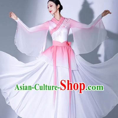Calling Fish Song Performance Costume Hanfu Dance Attire Chinese Classical Dance Pink Chiffon Dress