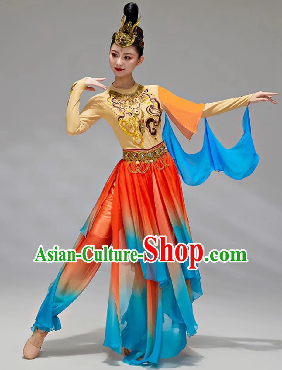 Dunhuang Feitian Hanfu Dance Costume Silk Road Lotus Classical Performance Outfit Dunhuang Feitian Hanfu Dance Costume Silk Road Lotus Classical Performance Outfit