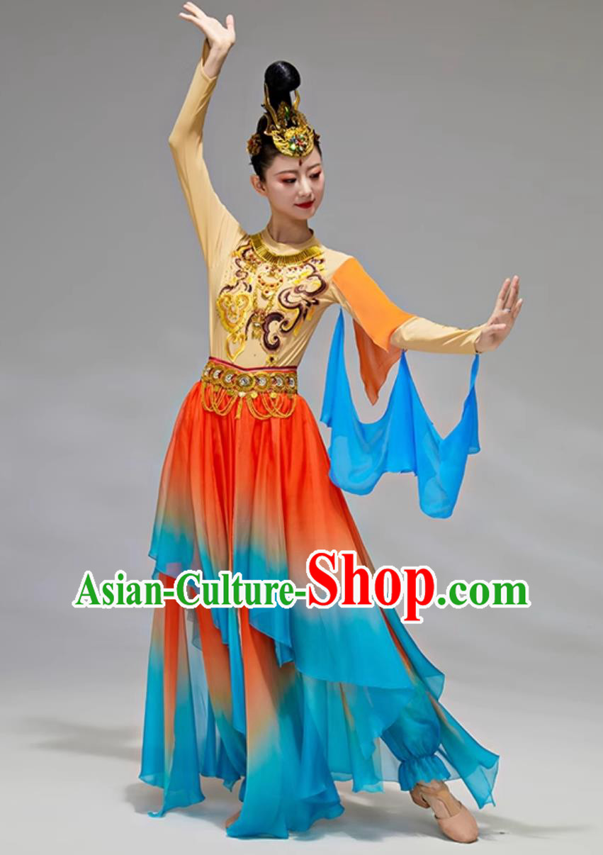 Dunhuang Feitian Hanfu Dance Costume Silk Road Lotus Classical Performance Outfit Dunhuang Feitian Hanfu Dance Costume Silk Road Lotus Classical Performance Outfit