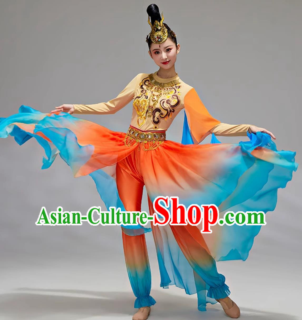 Dunhuang Feitian Hanfu Dance Costume Silk Road Lotus Classical Performance Outfit Dunhuang Feitian Hanfu Dance Costume Silk Road Lotus Classical Performance Outfit
