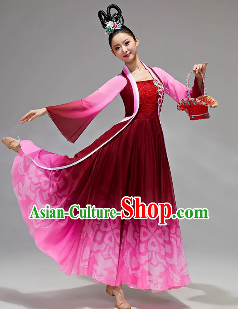 Classical Dance Performance Outfit Women Solo Dance Costume Chinese Style Flowy Dress Classical Dance Performance Outfit Women Solo Dance Costume Chinese Style Flowy Dress