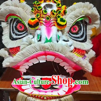 Handmade Chinese Lion Dance Clothing Festival Prop Traditional Phoenix Horn Liu Bei Lion Head and Dance Costume Complete Set