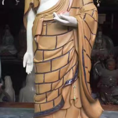 Western Three Saints Amitabha Buddha Shiwan Ceramic Figurine Handmade Chinese Buddhist Statue