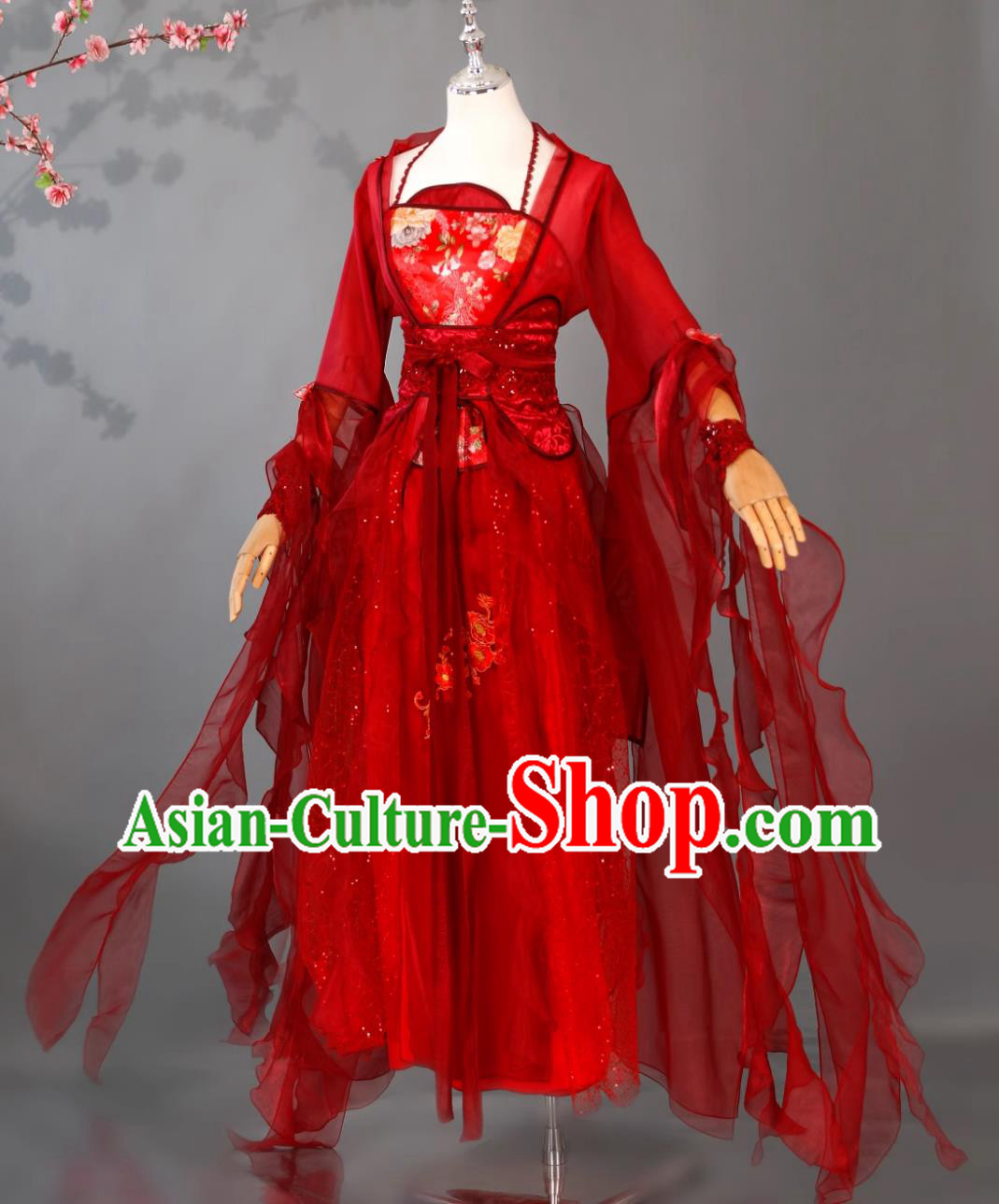 Traditional Classical Dance Hanfu Ancient Goddess Red Costume Chinese Empress Dress Traditional Classical Dance Hanfu Ancient Goddess Red Costume Chinese Empress Dress