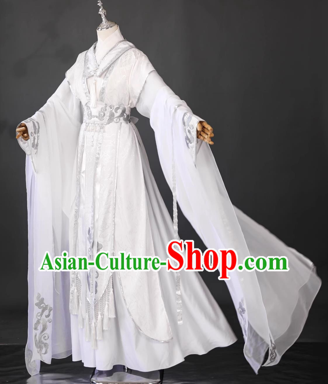 Traditional Hanfu Clothing Ancient Chinese Swordsman Costume Cosplay Hero Chu Wanning White Outfit
