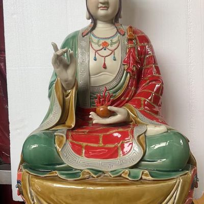 Ksitigarbha Bodhisattva Statue Shiwan Ceramic Figurine Chinese Ceramic Artwork