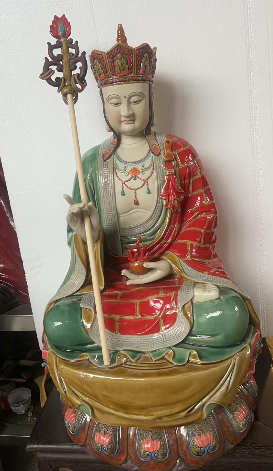 Ksitigarbha Bodhisattva Statue Shiwan Ceramic Figurine Chinese Ceramic Artwork Ksitigarbha Bodhisattva Statue Shiwan Ceramic Figurine Chinese Ceramic Artwork