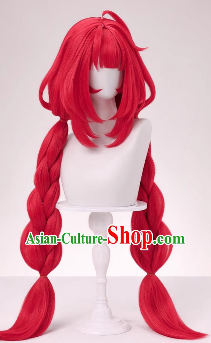Zenless Zone Zero Youto Cosplay Wig Simulated Scalp Fringe Braid Hair Red Halloween Hairpiece Zenless Zone Zero Youto Cosplay Wig Simulated Scalp Fringe Braid Hair Red Halloween Hairpiece