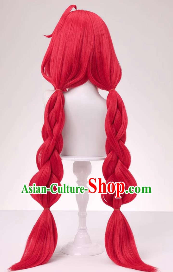 Zenless Zone Zero Youto Cosplay Wig Simulated Scalp Fringe Braid Hair Red Halloween Hairpiece Zenless Zone Zero Youto Cosplay Wig Simulated Scalp Fringe Braid Hair Red Halloween Hairpiece