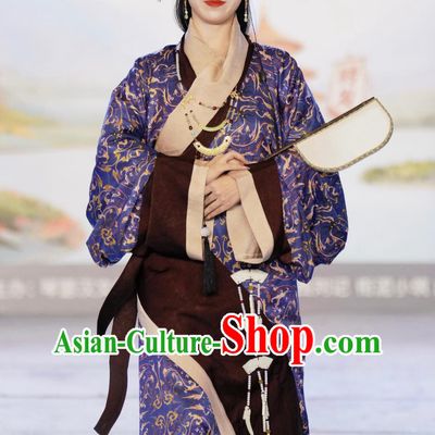 Traditional China Costumes Chinese Historical Reproduction Clothing Han Dynasty Quju Winding Purple Hanfu Dress