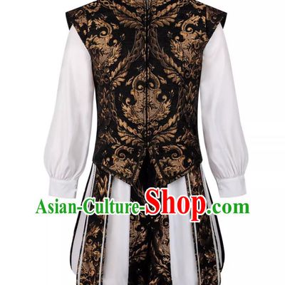 European Renaissance King Costume UK England Ornate Embroidery Double Layer Court Pumpkin Pants Set