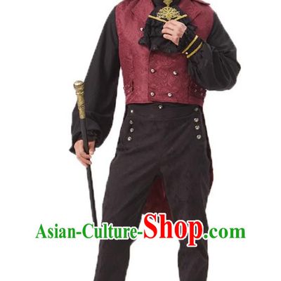 European Medieval Mens Tailcoat Vest Formalwear Cosplay Conductor Speech Gentleman Performance Attire