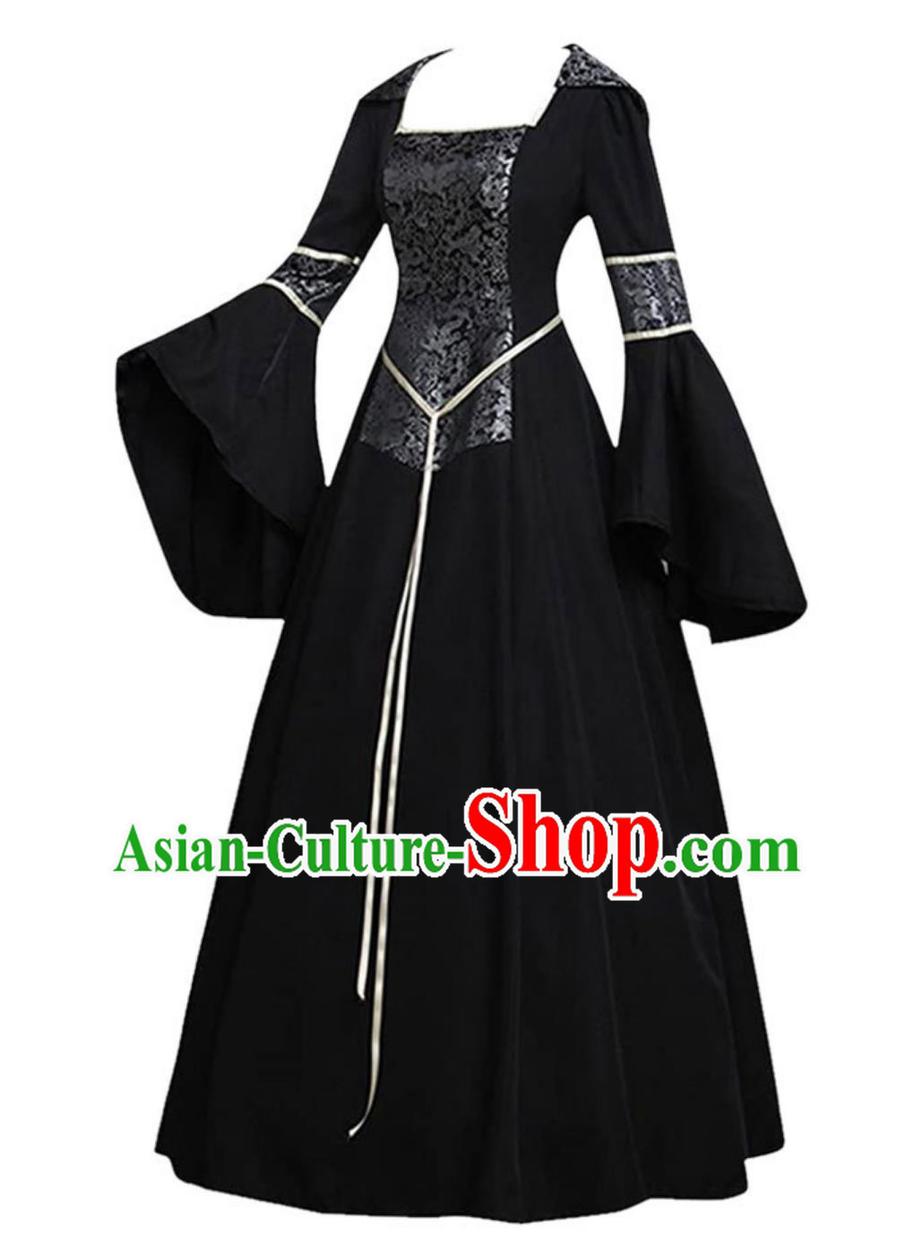Medieval Gothic Court Dress Cosplay Castle Vampire Bride Black Formal Gown Medieval Gothic Court Dress Cosplay Castle Vampire Bride Black Formal Gown