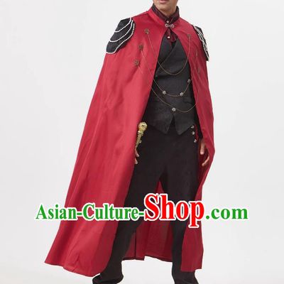 Halloween Hooded Thick Cape Cosplay Court Prince Red Coat England Earl Knight Performance Costume