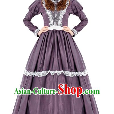 Vintage Medieval Maid Costume Lace Trim Long Cosplay Housekeeper Dress England Stage Play Ladies Attire