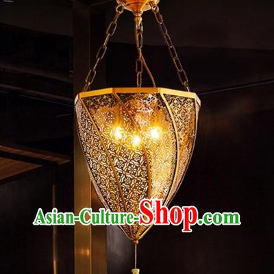 Thai Restaurant Dining Wrought Iron Pendant Light Southeast Asia Indoor Hallway Creative Linear Lamp