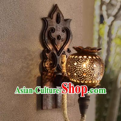 Thai Coconut Shell Lamp Bedside Night Light Southeast Asian Style Guesthouse Wall Light Stairway Corridor Wall Sconce