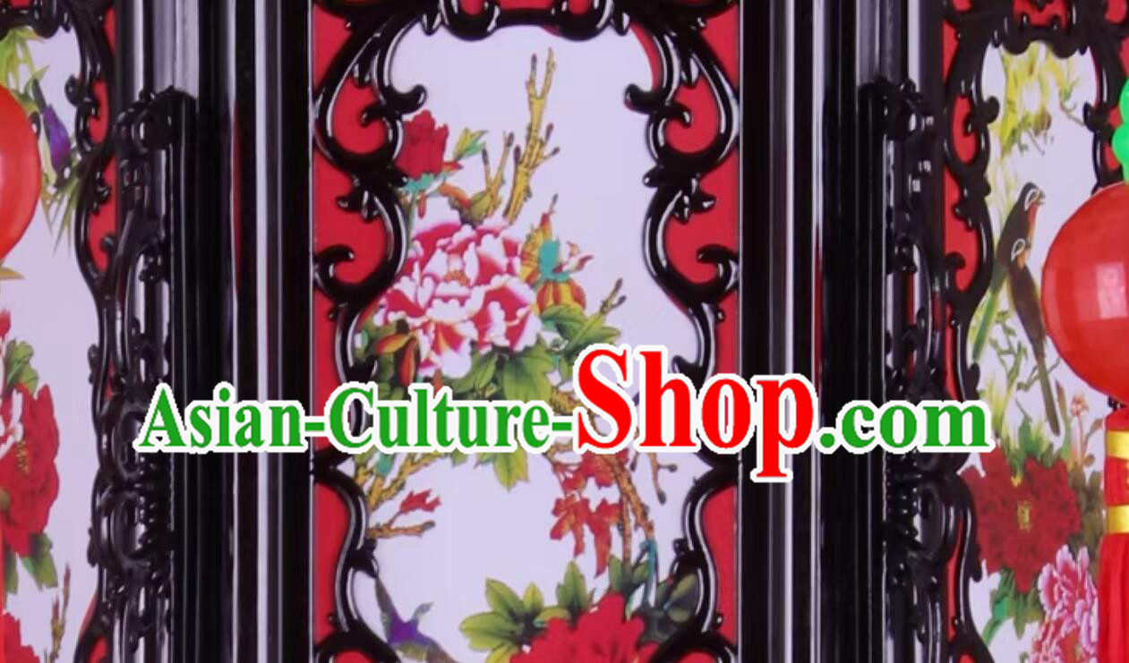 Chinese Antique Style Palace Lantern Plastics Lantern Classical Flower and Bird Pattern Lamp