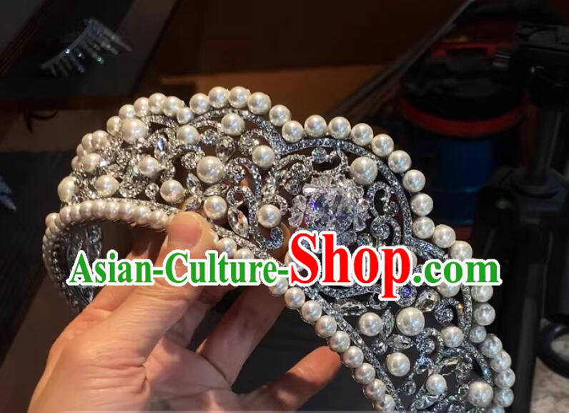 Bride Ultra Elegant Pearl Zircon Crown Luxury Wedding Accessory Tiara Bride Ultra Elegant Pearl Zircon Crown Luxury Wedding Accessory Tiara