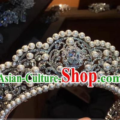 Bride Ultra Elegant Pearl Zircon Crown Luxury Wedding Accessory Tiara
