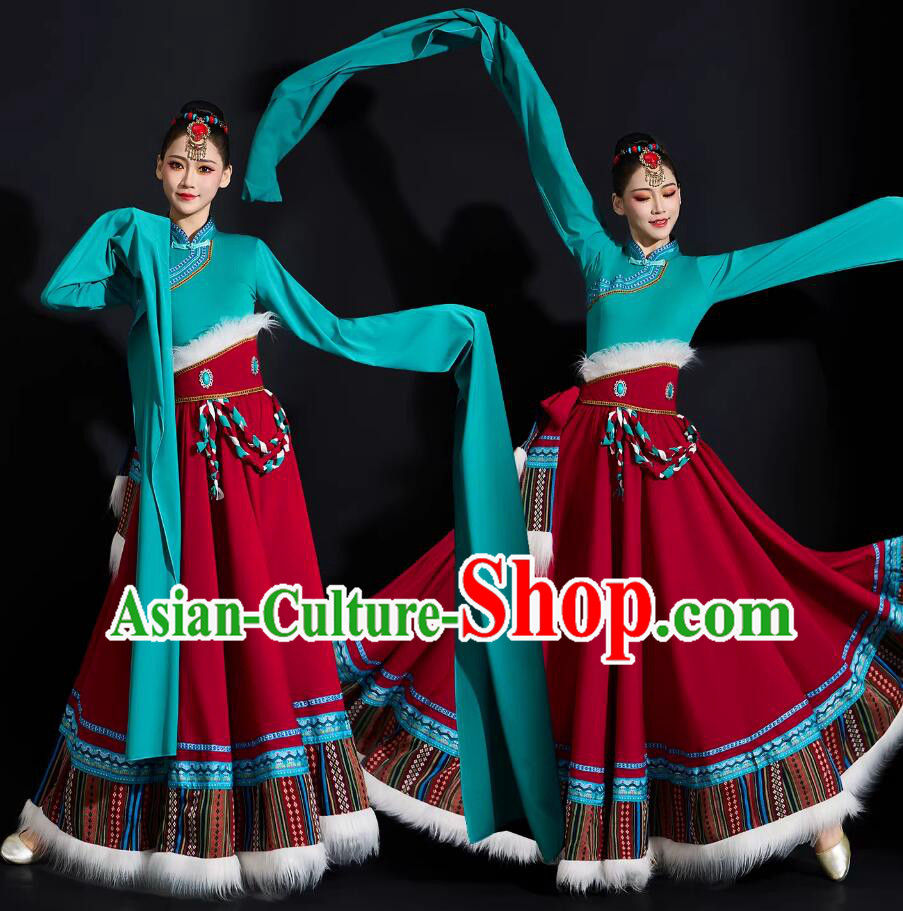 Tibetan Dance Heart Voice Snowland Droma Water Sleeve Dance Dress Tibetan Dance Heart Voice Snowland Droma Water Sleeve Dance Dress