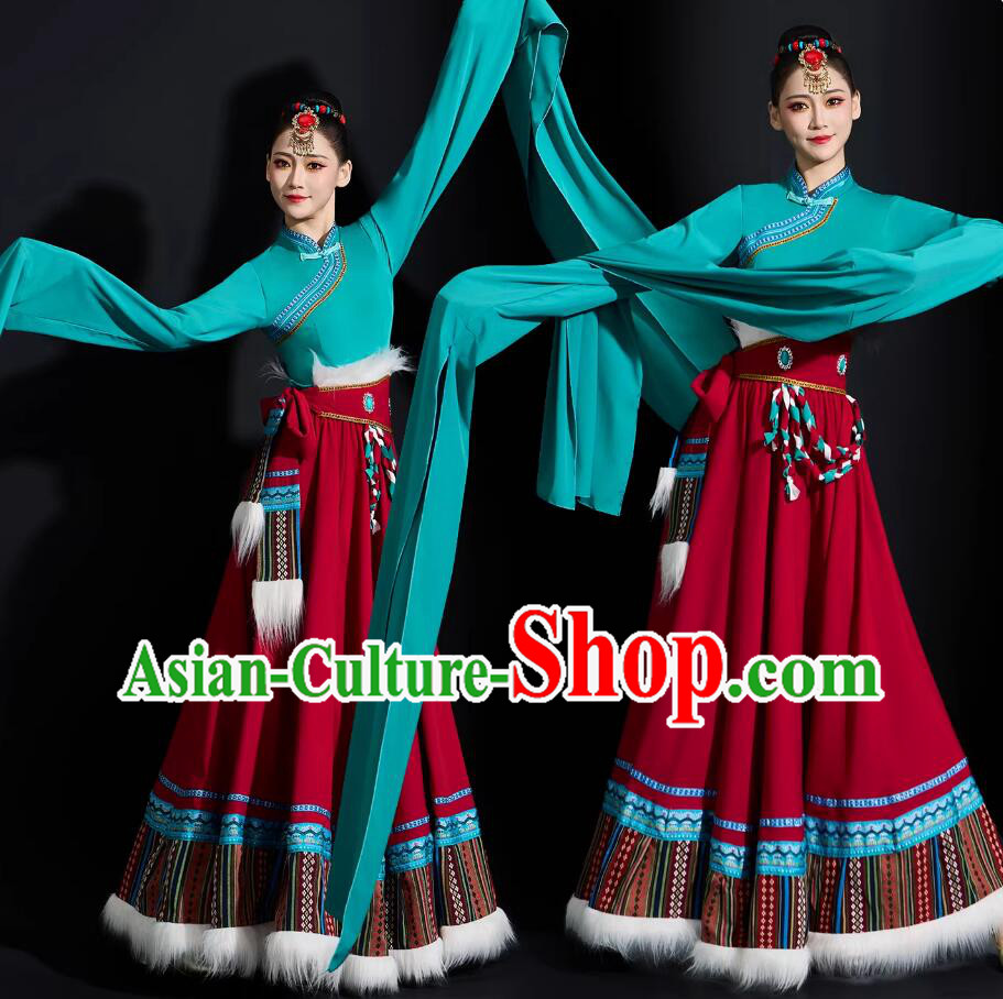Tibetan Dance Heart Voice Snowland Droma Water Sleeve Dance Dress Tibetan Dance Heart Voice Snowland Droma Water Sleeve Dance Dress