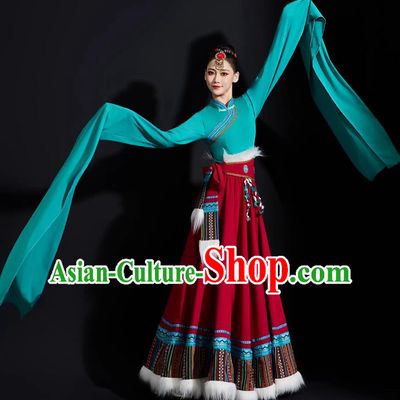 Tibetan Dance Heart Voice Snowland Droma Water Sleeve Dance Dress