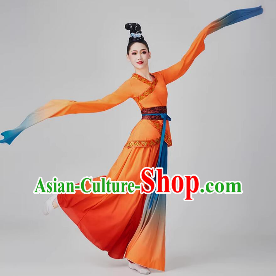 Bu Bua Classical Dance Water Sleeve Costume Chinese Han Tang Dance Garment Bu Bua Classical Dance Water Sleeve Costume Chinese Han Tang Dance Garment