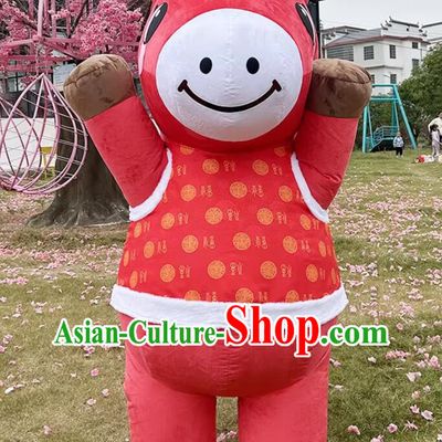Inflatable Year of The Horse Costume Chinese New Year Lucky Horse Mascot Cartoon Doll Inflatable Prop