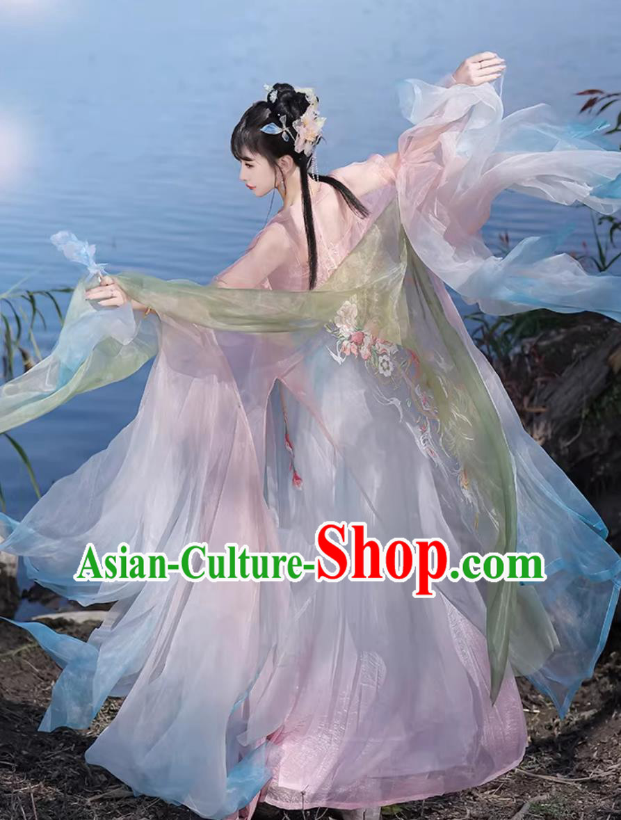 Hanfu Hezi Dress Embroidered Chinese Wide Sleeve Clothing Ancient Princess Costume Hanfu Hezi Dress Embroidered Chinese Wide Sleeve Clothing Ancient Princess Costume
