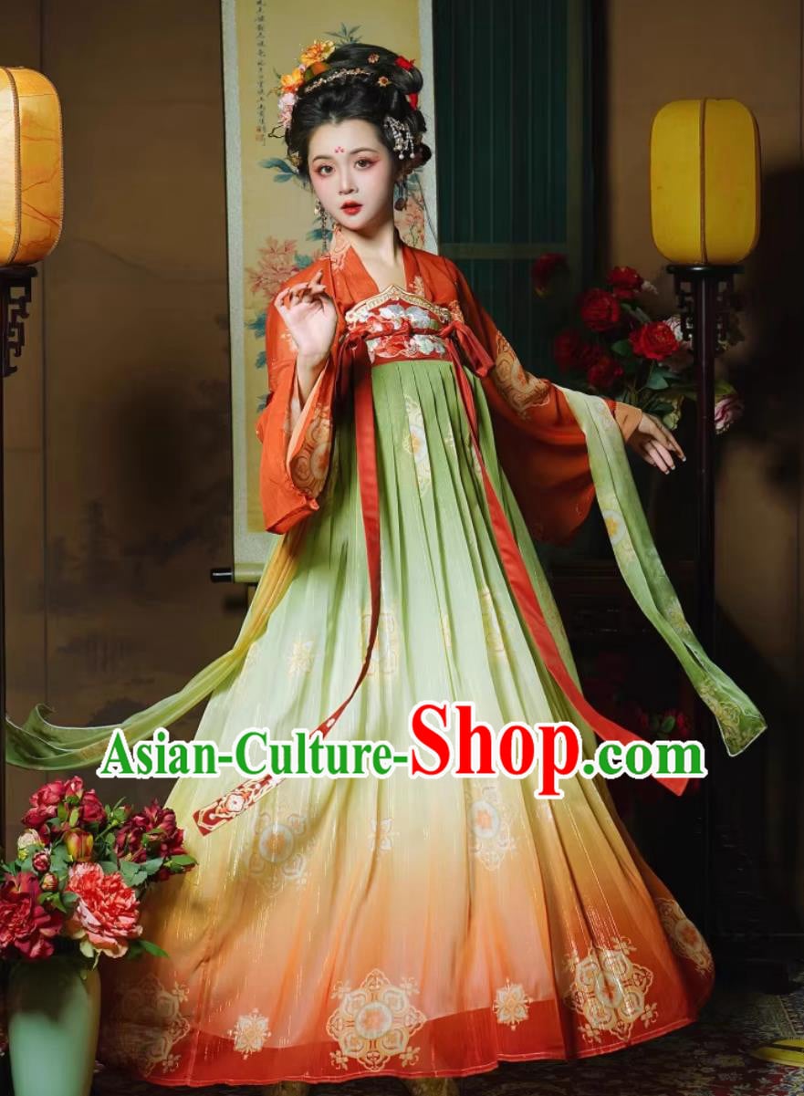 Ancient Chinese Noble Woman Costumes Tang Dynasty Hanfu Dress Ruqun