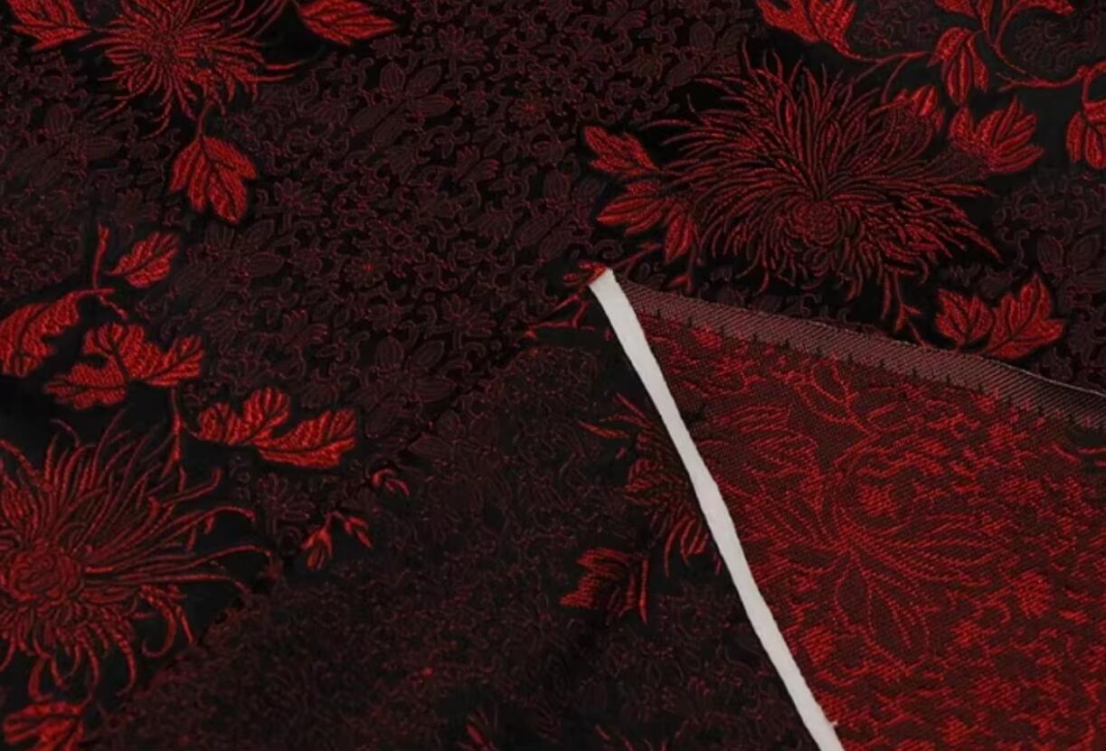 Chinese Classical Chrysanthemum Pattern Black Brocade Fabric Chinese Classical Chrysanthemum Pattern Black Brocade Fabric