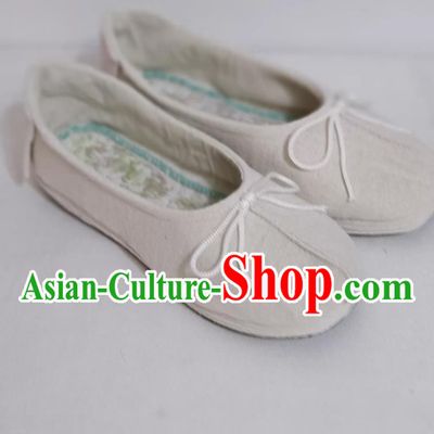 Chinese Song Dynasty Style White Cloth Shoes Handmade Hanfu Shoes for Women
