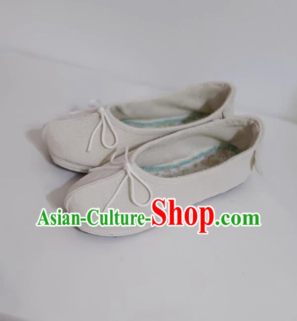Chinese Song Dynasty Style White Cloth Shoes Handmade Hanfu Shoes Chinese Song Dynasty Style White Cloth Shoes Handmade Hanfu Shoes