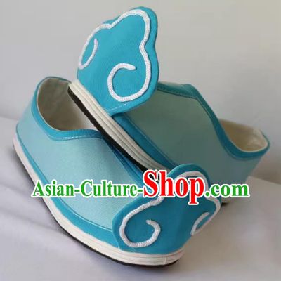 Ming Dynasty Retro Blue Cloth Shoes Hanfu Shoes Cloud Shoes Ancient Chinese Scholar Shoes