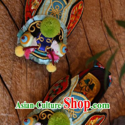 Intangible Cultural Heritage Embroidery Cicada Red Handmade Chinese Layered Sole Shoes