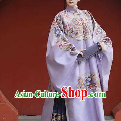 Ming Dynasty Noble Women Hanfu Chinese Gold Woven Brocade Long Jacket and Mamian Skirt Complete Set