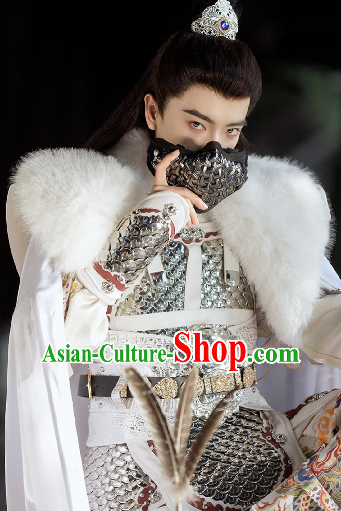 Handmade Chinese White Metal Armor Film Drama Cosplay General White Armor Set Handmade Chinese White Metal Armor Film Drama Cosplay General White Armor Set
