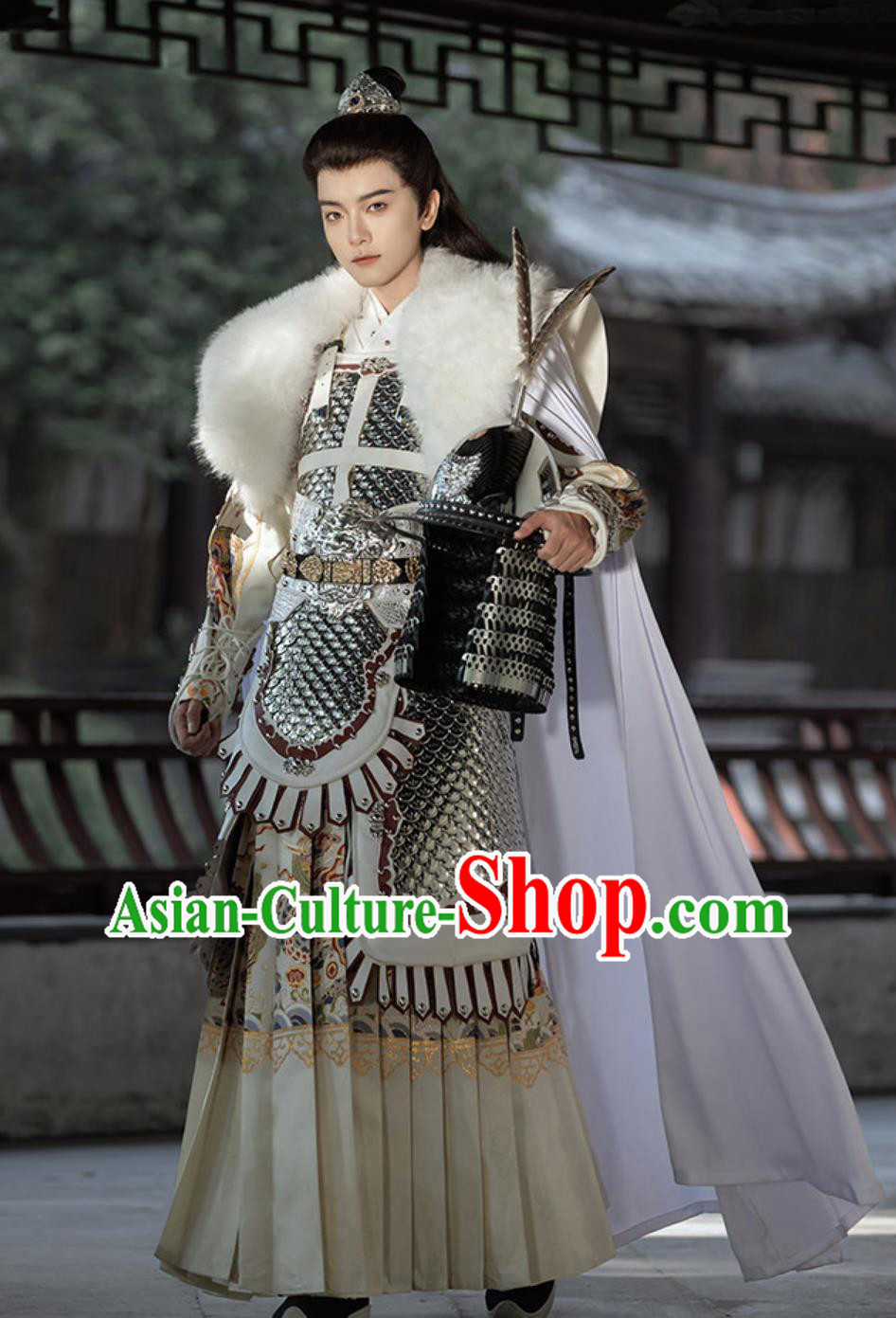 Handmade Chinese White Metal Armor Film Drama Cosplay General White Armor Set Handmade Chinese White Metal Armor Film Drama Cosplay General White Armor Set