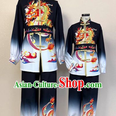Dragon Dance Black Uniform Tai Chi Costume Drum Performance Outfit Chinese Martial Arts Opening Dance Clothing