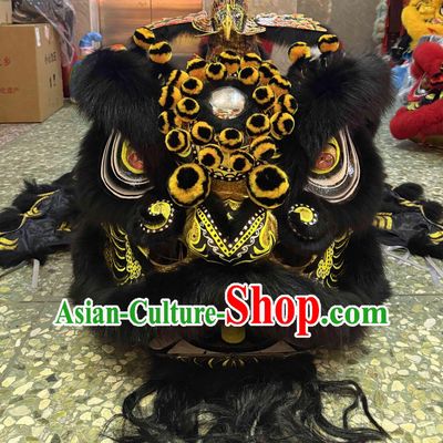 Traditional Chinese Lion Dance Equipment Tiger Spots Dancing Lion Costume Handmade Eagle Horn Lion Head