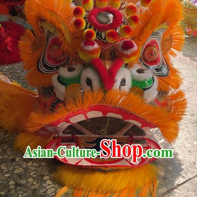 Handmade Eagle Horn Lion Head Traditional Chinese Lion Dance Equipment Golden Hair Tiger Spots Dancing Lion Costume