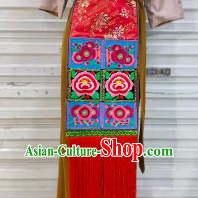Tibetan Ladies Amdo Region Traditional Accessory Zang Ethnic Embroidery Belt