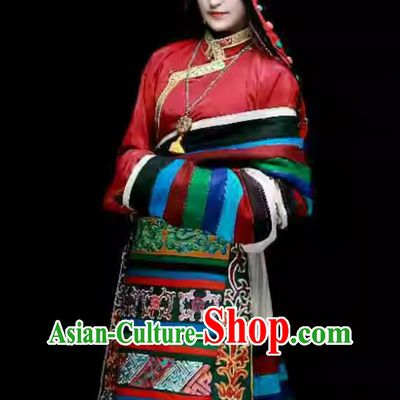Tibetan Style Ethnic Traditional Costume Women Tibetan Robe